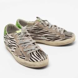 Pre Owned Golden Goose Tri-Color Calf Hair and Glitter Superstar Low-Top Sneakers Size 40
