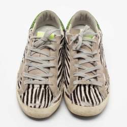 Pre Owned Golden Goose Tri-Color Calf Hair and Glitter Superstar Low-Top Sneakers Size 40
