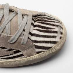 Pre Owned Golden Goose Tri-Color Calf Hair and Glitter Superstar Low-Top Sneakers Size 40