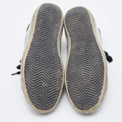 Pre Owned Golden Goose Silver/Black Leather and Suede Superstar Low-Top Sneakers Size 39