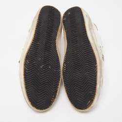 Pre Owned Golden Goose White/Brown Leather and Leopard Print Calf Hair Superstar Sneakers Size 45