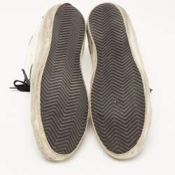 Pre Owned Golden Goose White/Black Nylon and Suede Superstar Sneakers Size 42