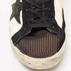 Pre Owned Golden Goose White/Black Nylon and Suede Superstar Sneakers Size 42