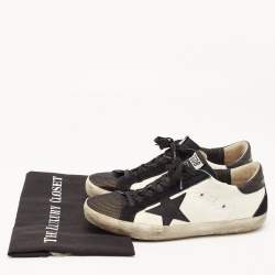 Pre Owned Golden Goose White/Black Nylon and Suede Superstar Sneakers Size 42