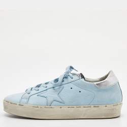 Pre Owned Golden Goose Blue/Silver Nubuck and Leather Hi Star Sneakers Size 40