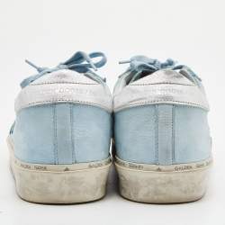 Pre Owned Golden Goose Blue/Silver Nubuck and Leather Hi Star Sneakers Size 40