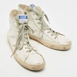 Pre Owned Golden Goose White Leather Francy High Top Sneakers Size 43