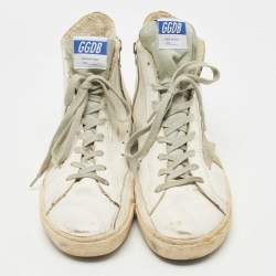 Pre Owned Golden Goose White Leather Francy High Top Sneakers Size 43