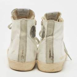 Pre Owned Golden Goose White Leather Francy High Top Sneakers Size 43