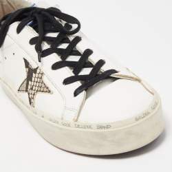 Golden Goose White/Silver Leather and Python Embossed Leather Hi Star Sneakers Size 41