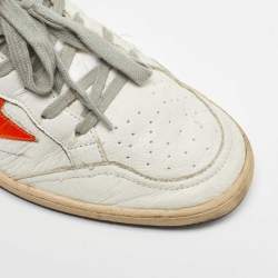 Pre Owned Golden Goose White/Orange Leather Ball Star Sneakers Size 44