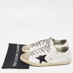 Pre Owned Golden Goose White/Grey Suede and Leather Superstar Sneakers Size 44
