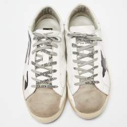 Pre Owned Golden Goose White/Grey Suede and Leather Superstar Sneakers Size 44