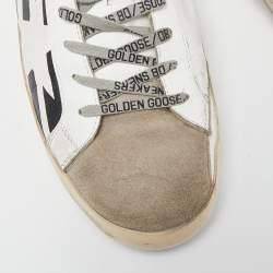 Pre Owned Golden Goose White/Grey Suede and Leather Superstar Sneakers Size 44