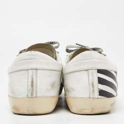 Pre Owned Golden Goose White/Grey Suede and Leather Superstar Sneakers Size 44