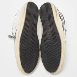 Pre Owned Golden Goose White/Grey Suede and Leather Superstar Sneakers Size 44