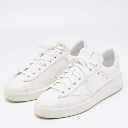 Pre Owned Golden Goose White Leather Super Star Low Top Sneakers Size 41