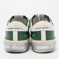 Pre Owned Golden Goose Green/White Leather Superstar Sneakers Size 44