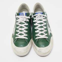 Pre Owned Golden Goose Green/White Leather Superstar Sneakers Size 44