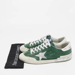 Pre Owned Golden Goose Green/White Leather Superstar Sneakers Size 44