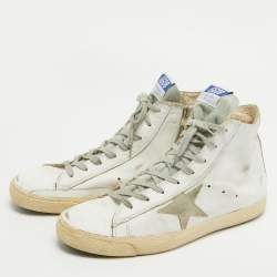 Pre Owned Golden Goose White Leather Francy High Top Sneakers Size 43