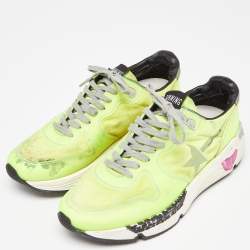 Pre Owned Golden Goose Neon Yellow PVC and Suede Running Sole Sneakers Size 39