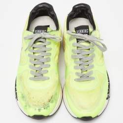 Pre Owned Golden Goose Neon Yellow PVC and Suede Running Sole Sneakers Size 39