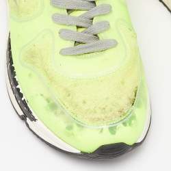 Pre Owned Golden Goose Neon Yellow PVC and Suede Running Sole Sneakers Size 39
