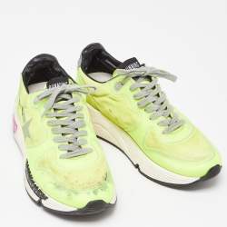 Pre Owned Golden Goose Neon Yellow PVC and Suede Running Sole Sneakers Size 39