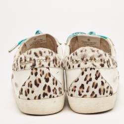 Pre Owned Golden Goose White Leather and Calf Hair Superstar Sneakers Size 41
