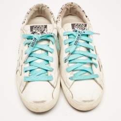 Pre Owned Golden Goose White Leather and Calf Hair Superstar Sneakers Size 41