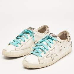 Pre Owned Golden Goose White Leather and Calf Hair Superstar Sneakers Size 41