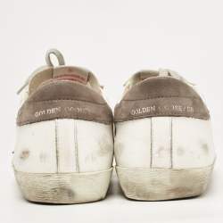 Pre Owned Golden Goose White/Grey Leather Superstar Sneakers Size 44