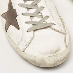 Pre Owned Golden Goose White/Grey Leather Superstar Sneakers Size 44
