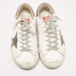 Pre Owned Golden Goose White/Grey Leather Superstar Sneakers Size 44