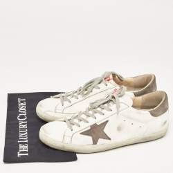 Pre Owned Golden Goose White/Grey Leather Superstar Sneakers Size 44