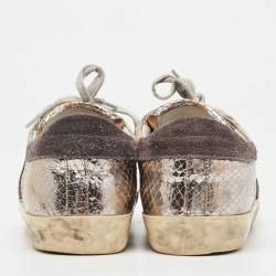 Golden Goose Silver Python Embossed Super Star Sneakers Size 40