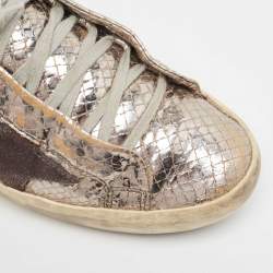 Golden Goose Silver Python Embossed Super Star Sneakers Size 40