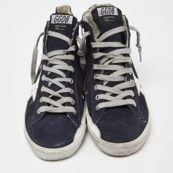 Pre Owned Golden Goose Blue Suede Star Francy High Top Sneakers Size 39
