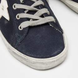 Pre Owned Golden Goose Blue Suede Star Francy High Top Sneakers Size 39