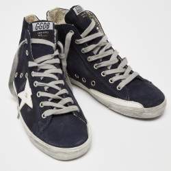 Pre Owned Golden Goose Blue Suede Star Francy High Top Sneakers Size 39