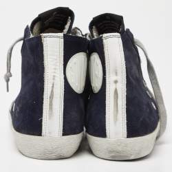Pre Owned Golden Goose Blue Suede Star Francy High Top Sneakers Size 39