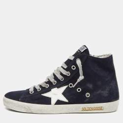 Pre Owned Golden Goose Blue Suede Star Francy High Top Sneakers Size 39