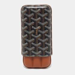 Goyard Brown Goyardine Coated Canvas and Leather Churchill 3 Cigar Case