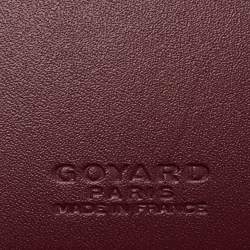 Pre Owned Goyard Grenelle Passport Holder Burgundy Goyardine Coated Canvas