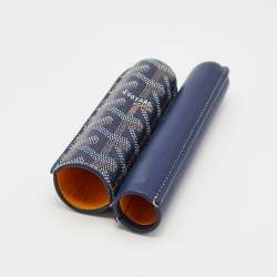 Goyard Navy Blue Goyardine Coated Cigarette Churchill Case
