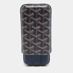 Goyard Navy Blue Goyardine Coated Canvas and Leather Churchill 3 Cigar Case