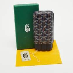 Goyard Navy Blue Goyardine Coated Canvas and Leather Churchill 3 Cigar Case