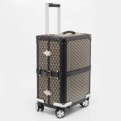 Goyard Black Goyardine Canvas and Leather Bourget PM Trolley