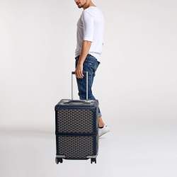 Goyard Blue Goyardine Coated Canvas Bourget PM Trolley Case